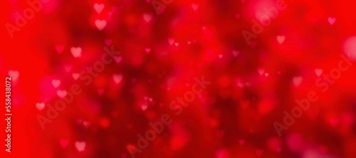 Valentines day background banner - abstract panorama background with red hearts - concept love 