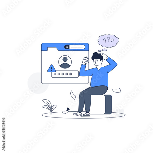 An illustration of password error outline vector 