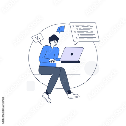 Outline editable illustration of programmer 