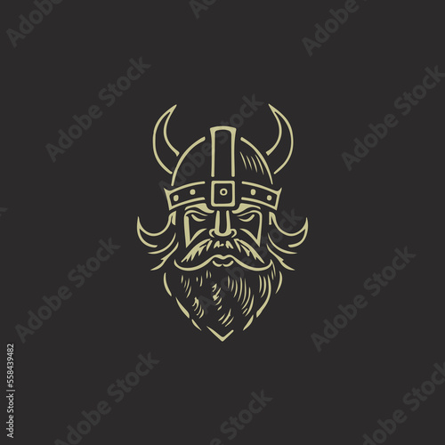 Simple viking face logo vector template