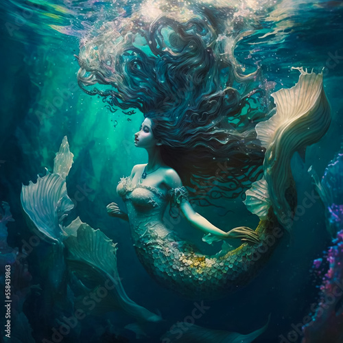 beautiful mermaid under water