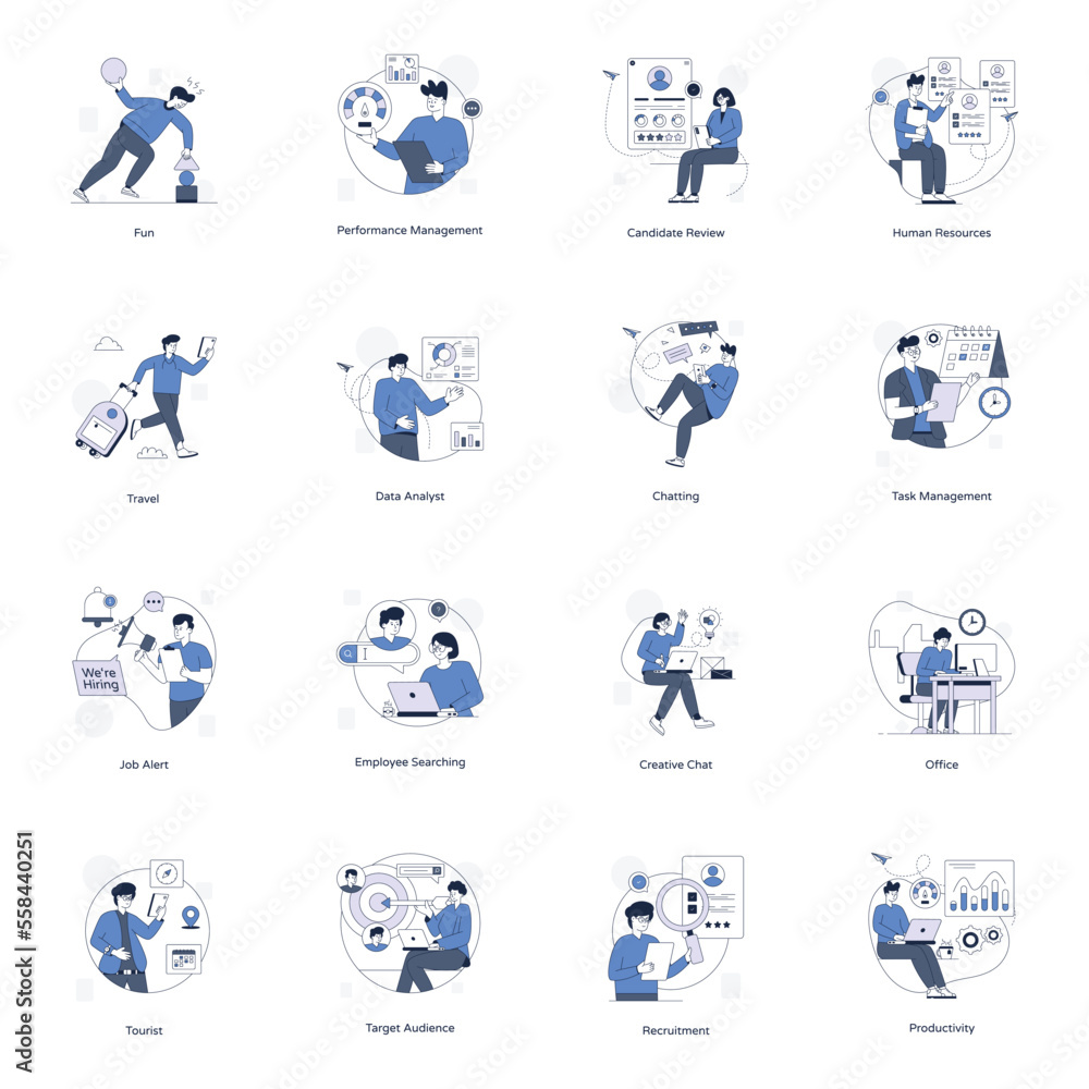 Fototapeta premium Social Media and Business Outline Illustrations