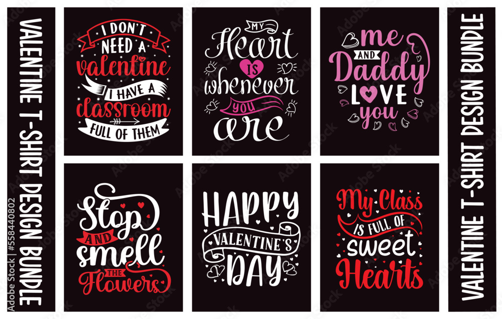 
Valentines Typography day T shirt Design Bundle.