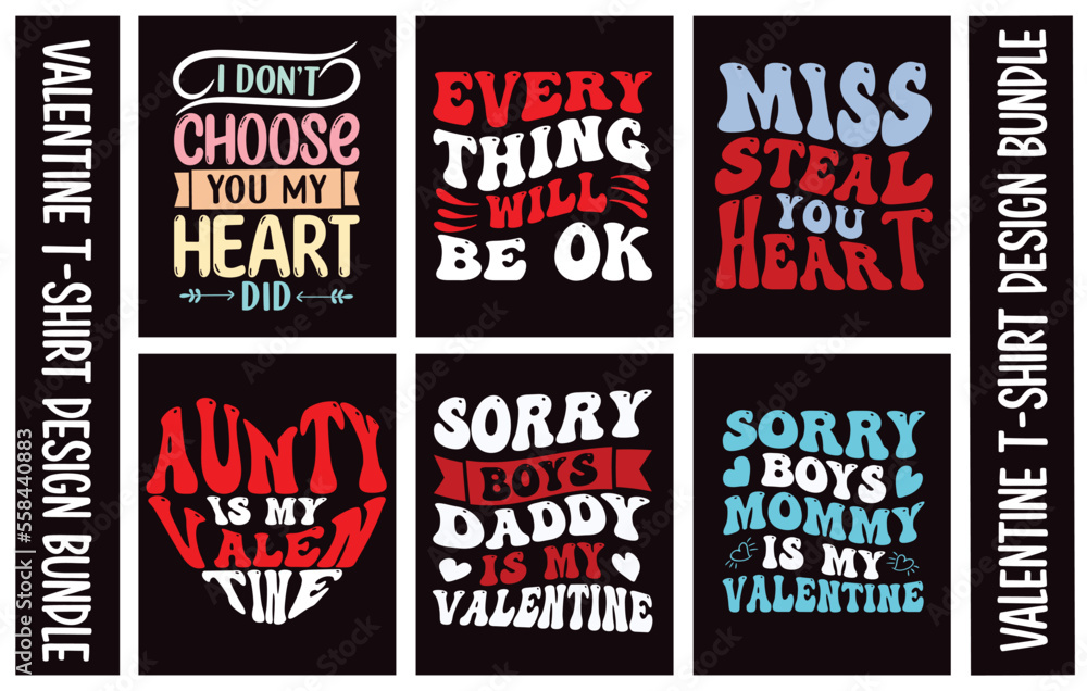 
Valentines Typography day T shirt Design Bundle.