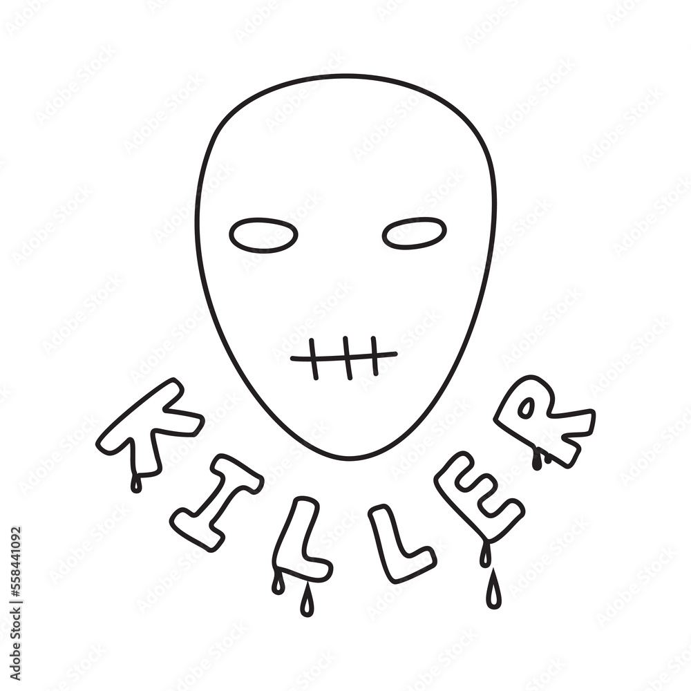Vector illustration of killer's mask. Thin line icon for design, cover etc. Vector illustration of killer's mask. Thin line icon for design, cover etc.