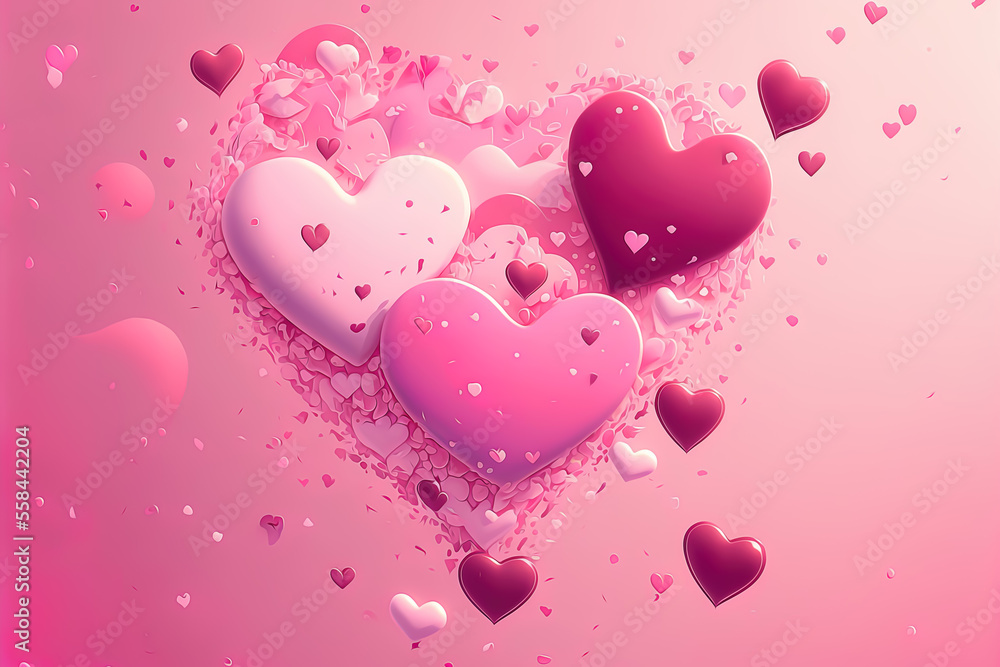 a bunch of pink hearts on a pink background
