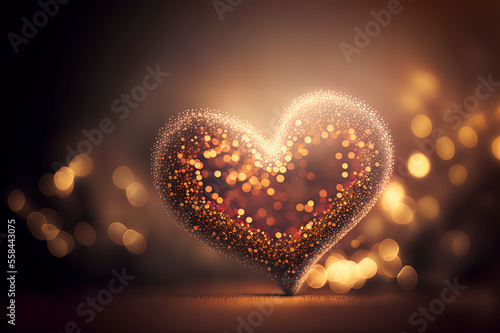 Valentine s day  bokeh lights in heart form background