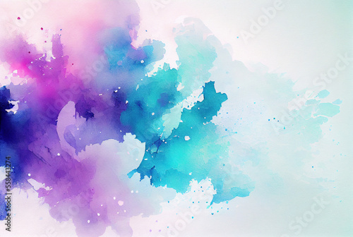 Abstract blue purple background, watercolor paint texture imitation created with Generative AI technology