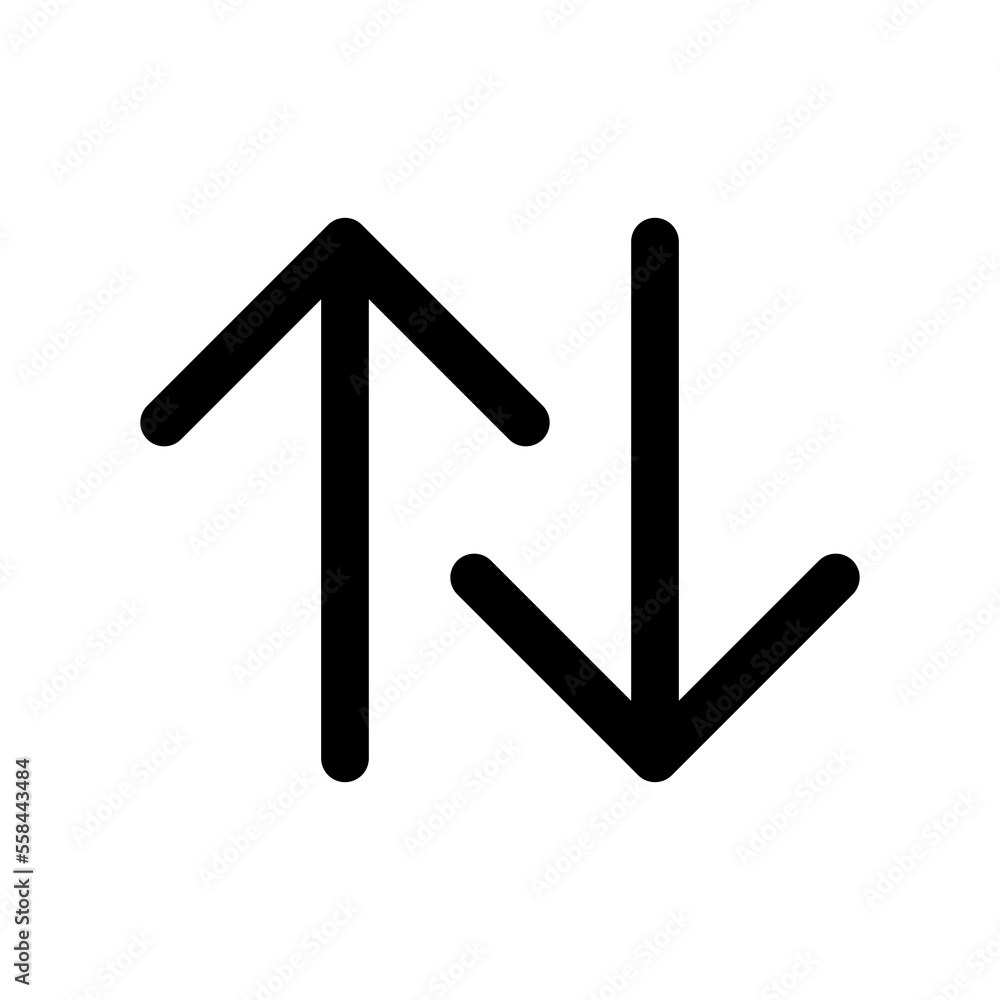 Swap vertical arrow icon line isolated on white background. Black flat thin icon on modern outline style. Linear symbol and editable stroke. Simple and pixel perfect stroke vector illustration Swap vertical arrow icon line isolated on white background. Black flat thin icon on modern outline style. Linear symbol and editable stroke. Simple and pixel perfect stroke vector illustration