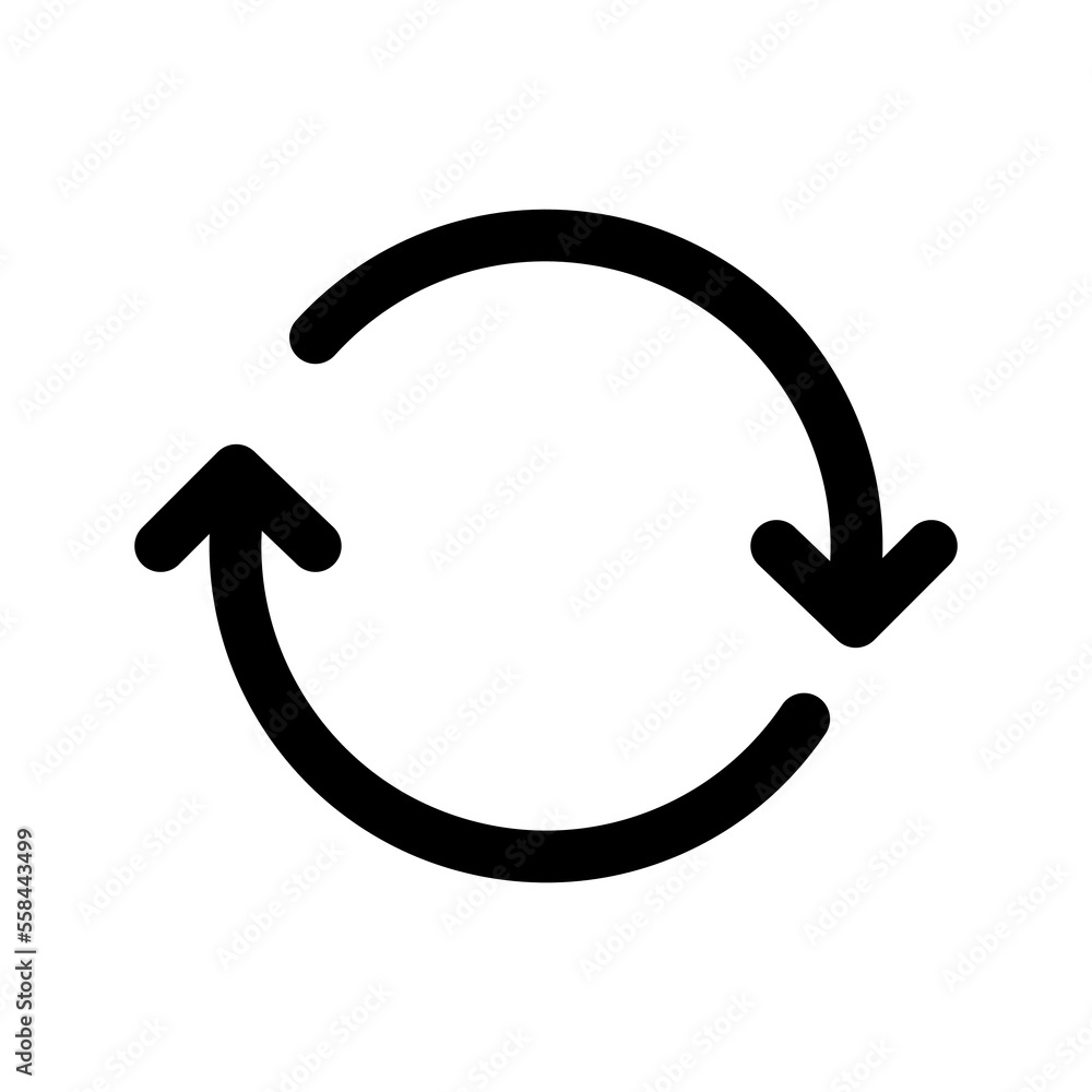 Sync arrow icon line isolated on white background. Black flat thin icon on modern outline style. Linear symbol and editable stroke. Simple and pixel perfect stroke vector illustration Sync arrow icon line isolated on white background. Black flat thin icon on modern outline style. Linear symbol and editable stroke. Simple and pixel perfect stroke vector illustration