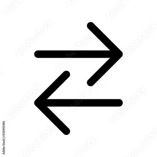 Swap horizontal arrow icon line isolated on white background. Black flat thin icon on modern outline style. Linear symbol and editable stroke. Simple and pixel perfect stroke vector illustration