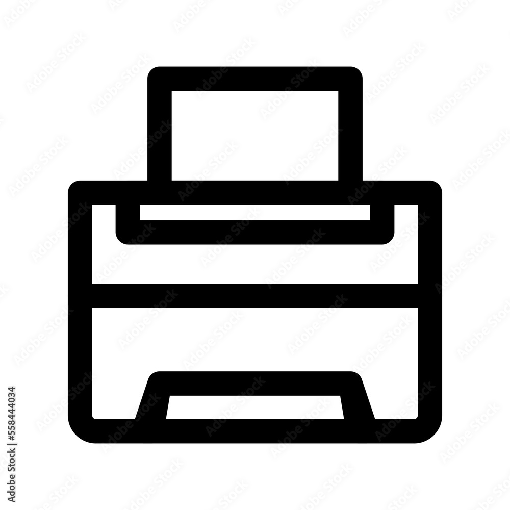 Office printer icon line isolated on white background. Black flat thin icon on modern outline style. Linear symbol and editable stroke. Simple and pixel perfect stroke vector illustration Office printer icon line isolated on white background. Black flat thin icon on modern outline style. Linear symbol and editable stroke. Simple and pixel perfect stroke vector illustration