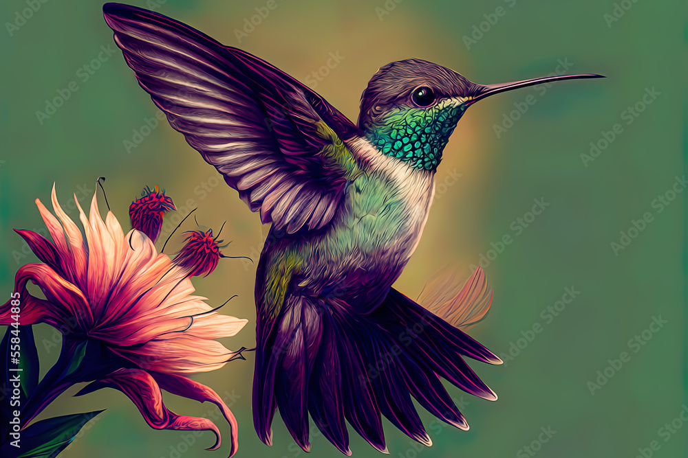 Fototapeta premium Cute hummingbird illustration
