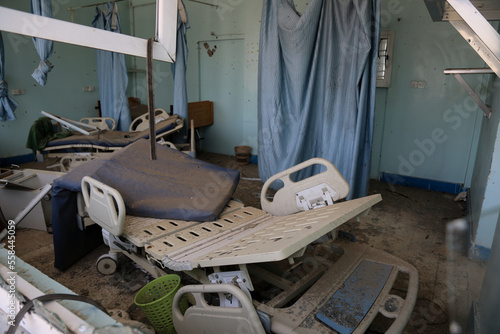 A hospital destroyed due to the violent war in Yemen, Taiz	
