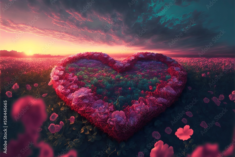 Fototapeta premium Heart shape in beautiful nature. Generative Ai