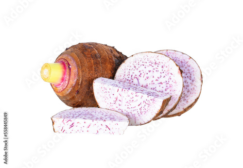 Taro, sliced of taro isolated on transparent png photo