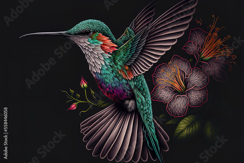 Colorful hummingbird illustration photo