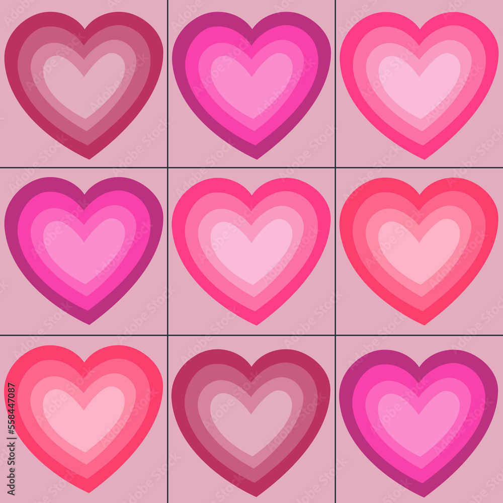 background with hearts for Valentine's Day in pink shades