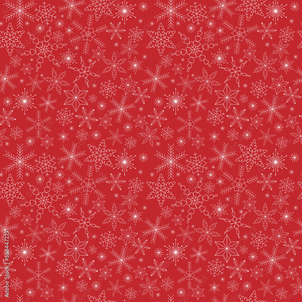 Christmas pattern white snowflakes on a red background Christmas pattern white snowflakes on a red background