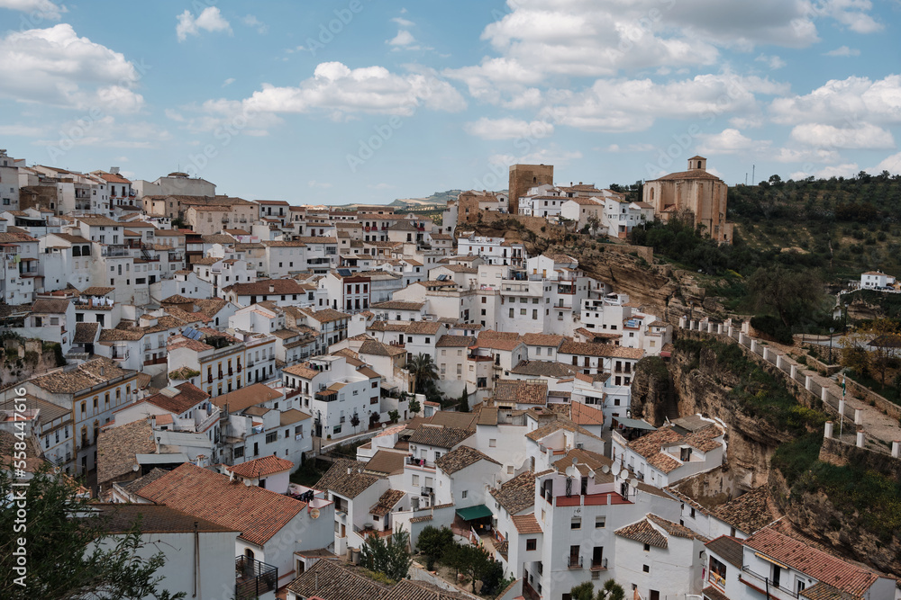 view of an old white town in spain