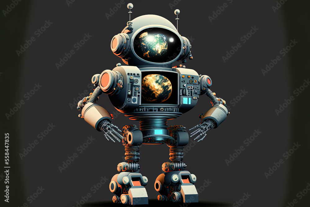 Fototapeta premium Robot in for a web presentation or other visual asset. Generative AI