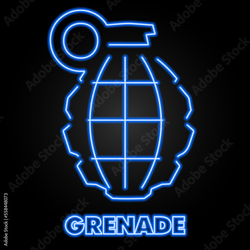 grenade neon sign, modern glowing banner design, colorful modern design trends on black background. Vector illustration.