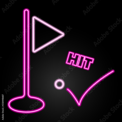 golf hit neon sign, modern glowing banner design, colorful modern design trends on black background. Vector illustration.