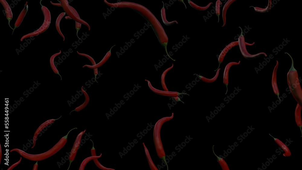 Red Chili Pepper Rain Transparent Alpha Video Animation Red Chili Pepper Rain Transparent Alpha Video Animation