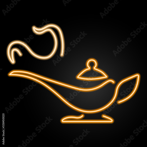 jin lamp neon sign, modern glowing banner design, colorful modern design trends on black background. Vector illustration.