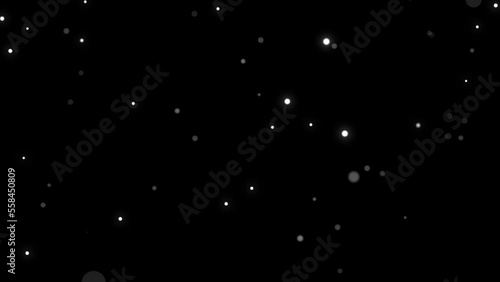 Snowfall Overlay, Black Background - Winter, Falling Snow Effect - Green Screen. White snow overlay layer on black background, snowflakes bokeh and snowfall for Christmas and holiday design.