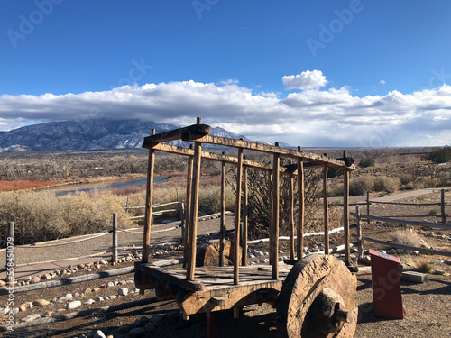 Wooden wagon along the Rio Grande in New Mexico photo
