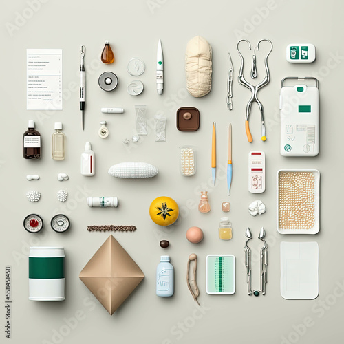 variety of medical devices on a pastel background