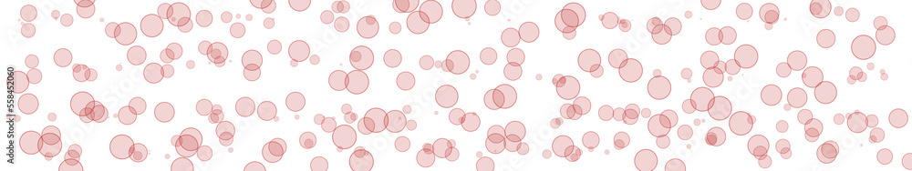 illustrazione di striscione con bolle semitrasparenti rosse su sfondo trasparente