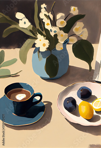 Pastel illustration of brunch