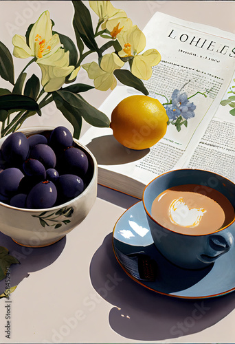Pastel illustration of brunch