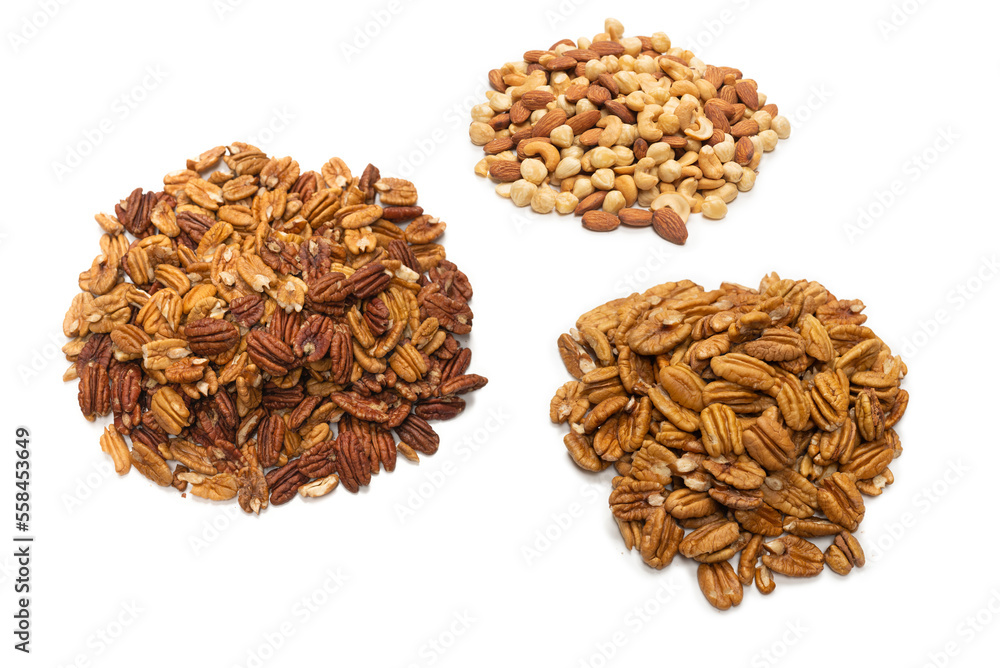 Pecan-nut isolated on white background. Pecan-nut isolated on white background.