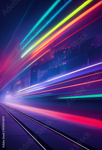 Neon speedlines in motion design element wire lighting dark cyber