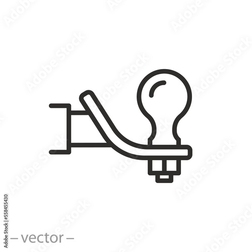 towbar icon, car tow hitch, thin line vector illustration