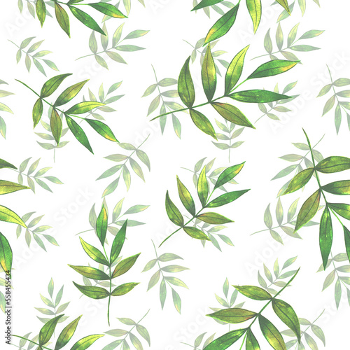 Watercolor leaves in a seamless pattern. Can be used for fabric  wallpaper  wrapping.