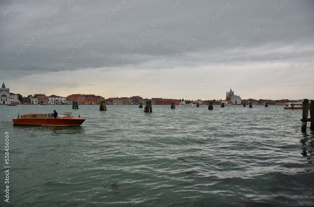 View of the Venetian Lagoon on a cloudy day