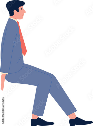 Businessman prop up wall. Man side view