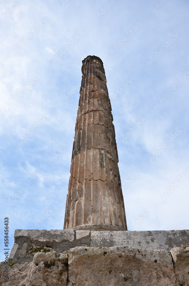 Roman column ruins in Pompeii