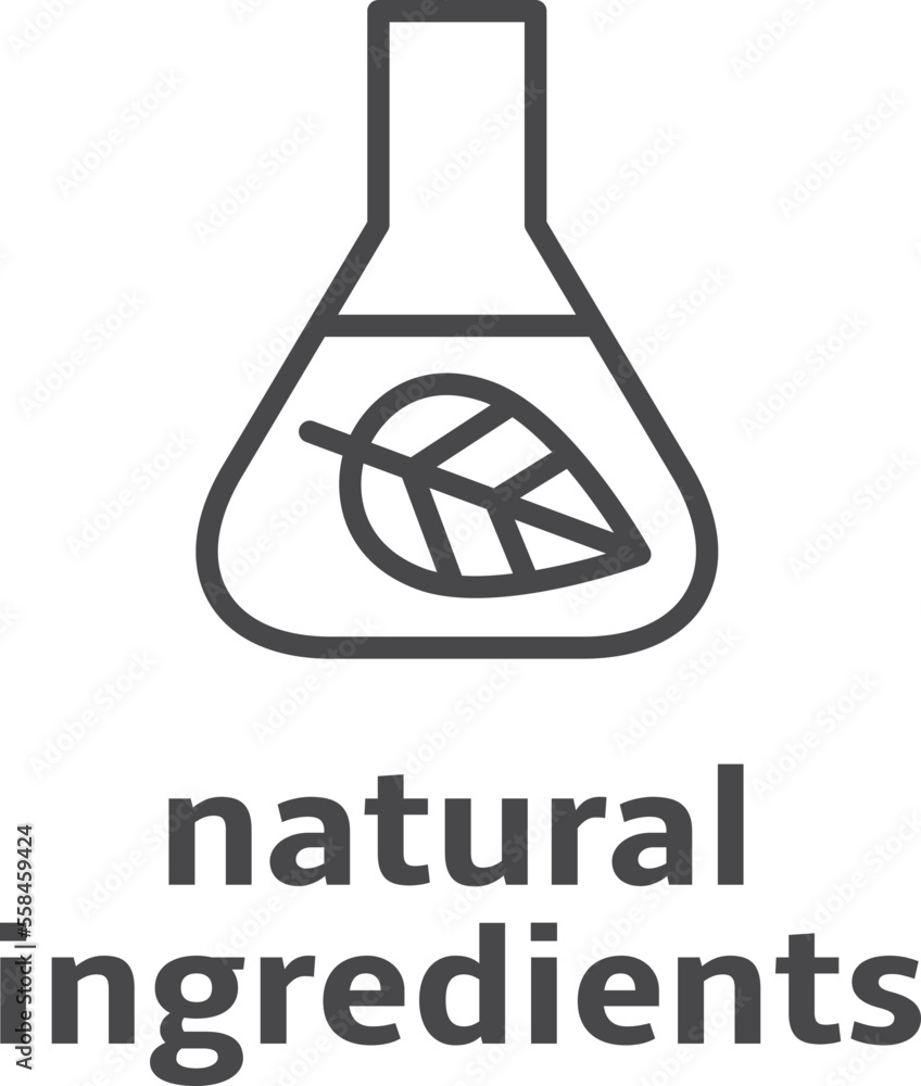 Natural ingredients label. No chemical product icon Natural ingredients label. No chemical product icon