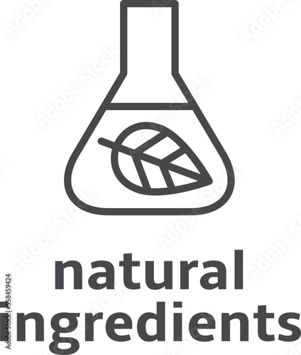 Natural ingredients label. No chemical product icon