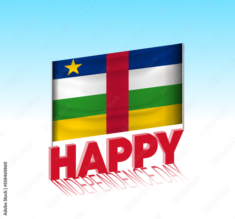Central African Republic independence day. Simple Central African Republic flag and billboard in the sky. 3d lettering template. Ready special day design message. Central African Republic independence day. Simple Central African Republic flag and billboard in the sky. 3d lettering template. Ready special day design message.