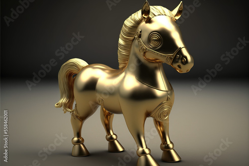 Close-up shot of gold horse ornament