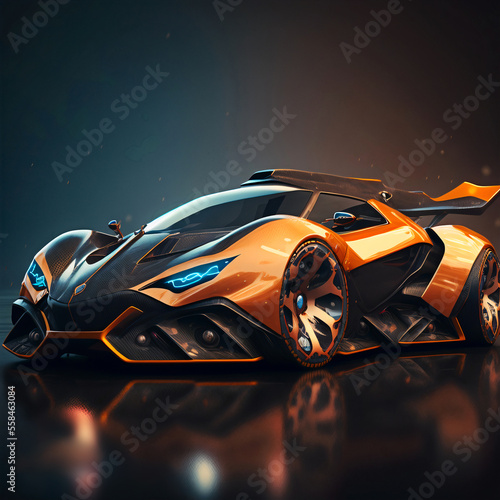 Futuristic sports car, 3d concept