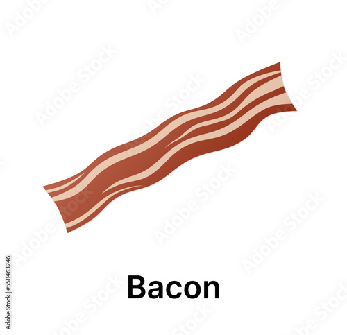 slice of becon illustration isolated on white background, thin slice