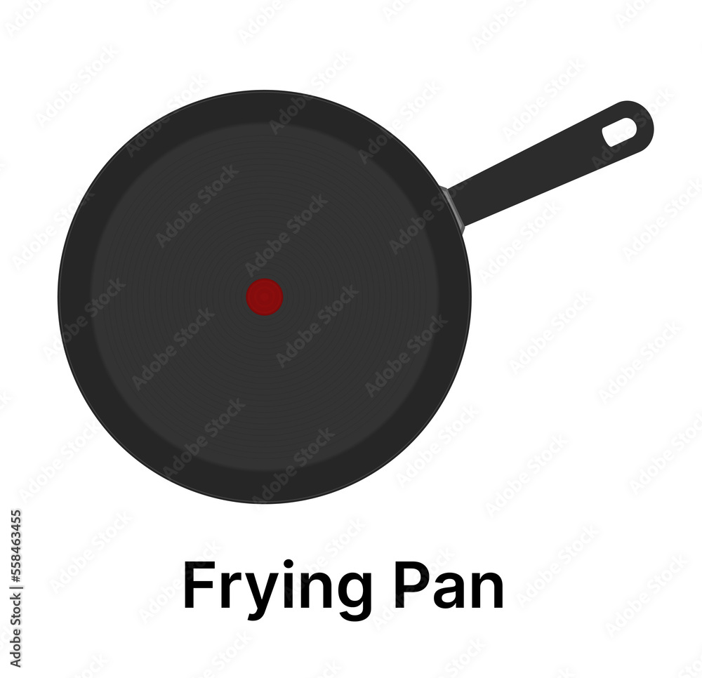 frying pan illustration, isolated on white background, top view frying pan illustration, isolated on white background, top view