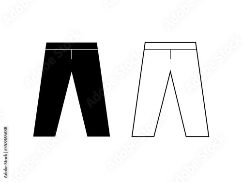 Pants icon. Black and white outfit isolated on white background. leg wear set